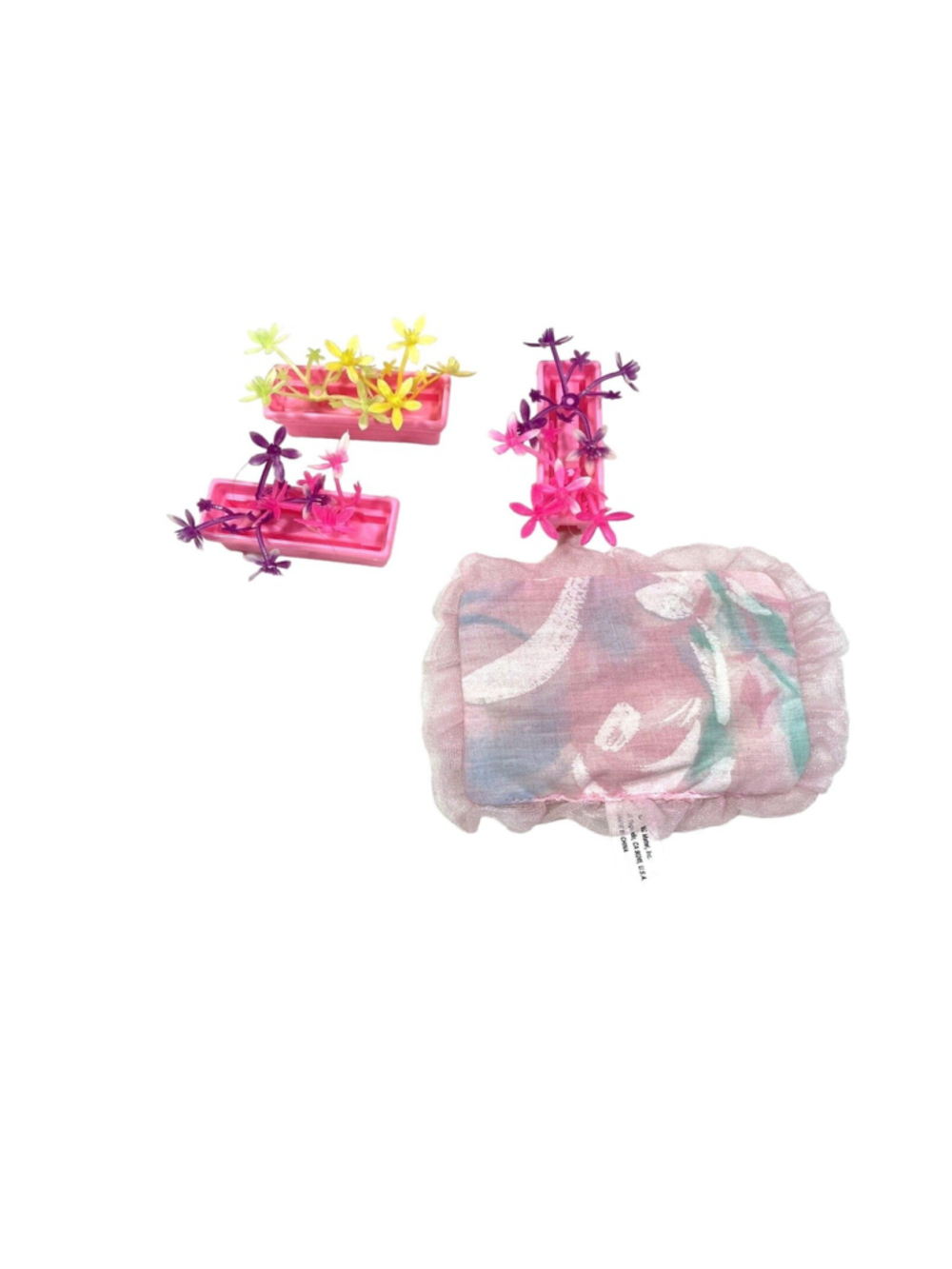 Vtge 1992 Barbie Fold 'n Fun House Couch Cushion & Lot of 3 Flower Boxes MINT